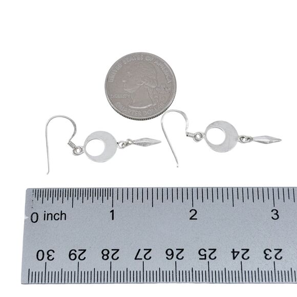 Dangling Circle Spike Earrings | Vintage Sterling Silver 925 - Picture 6 of 6